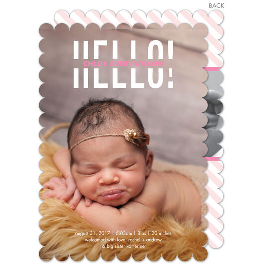 Light Pink Hello Photo Birth Announcements